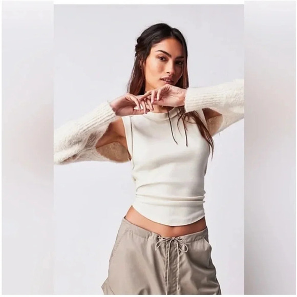 NWOT FREE PEOPLE Prima Donna knit Bolero one size pink long sleeve shrug - Picture 5 of 10